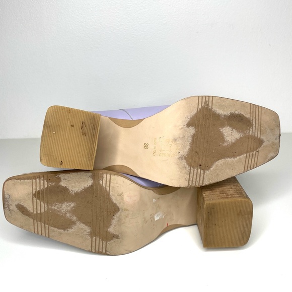 ELLE Cowboy Western Leather Boot Lavender Italy Sz 38 - Picture 7 of 13